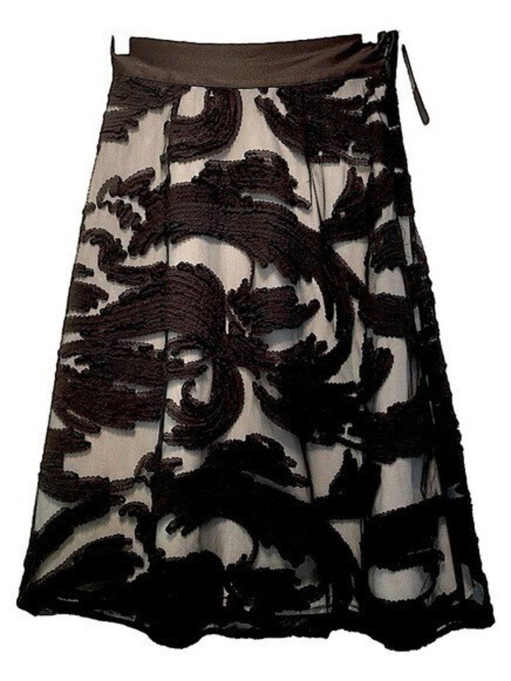The Limited x Eva Longoria Black & Gray A-Line Floral Overlay Skirt